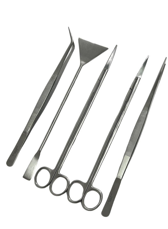 CYNAMED GERMAN FISH AQUARIUM CLEANING KIT STAINLESS 5PCS WITH POUCH BASIC TOOLS SCISSORS TWEEZERS SPATULA CYNAMED - Image 5